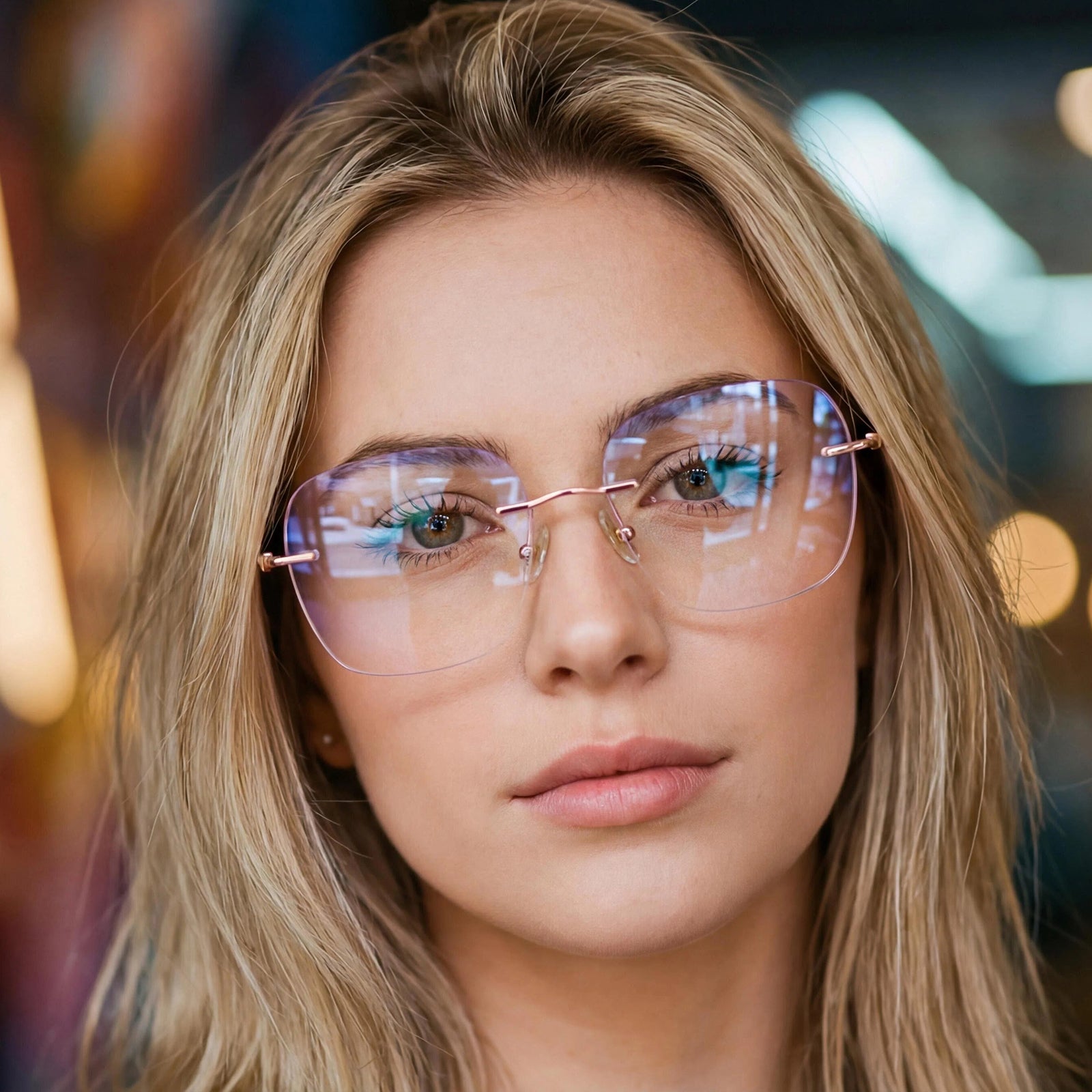 Unisex Rimless Titanium Optical Glasses Lightweight Universal Eyeglass Frame For Daily Office